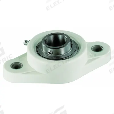 NTN 2 Bolt Flange Bearing: Radial Ball, 40 mm Bore, Polymer, Set Screws - Food-Grade Flange-Mount Ball Bearings