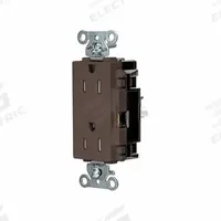 HUBBELL Receptacle: Decorator Duplex, 5-15, Brown, 125V AC, 15 A, 2 Pole / 3 Wire (MPN DR15STTR)