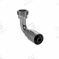 PARKER Hydraulic Crimp Fitting: Steel x Steel, 90° Elbow, -12 For Hose Dash Size, ORS x Crimp (MPN 1J577-12-12). Key specifications — Fitting Gender: Female x Genderless; Fitting Connection Type: ORS x Crimp; For Hose Dash Size: -12; Thread Size: 0.511"-27; Brand: PARKER.