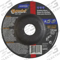 NORTON Depressed Center Grinding Wheel: Type 27, 4 1/2" x 1/4" x 7/8", Aluminum Oxide, 24 Grit (MPN 66252843584). Key specifications — Series: Gemini Fast Cut; Brand: NORTON.
