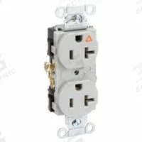 HUBBELL Receptacle: Duplex, 5-20, Gray, 125V AC, 20 A, 2 Pole / 3 Wire (MPN IG20CRGRY)