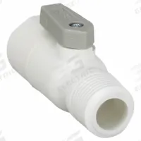 PARKER Manual Two-Way Ball Valve: 1/2 in, Polypropylene, Straight, Push x MNPT, One-Piece, Lever (MPN LFPP8VMC8). Key specifications — Brand: PARKER; Handle: Lever.