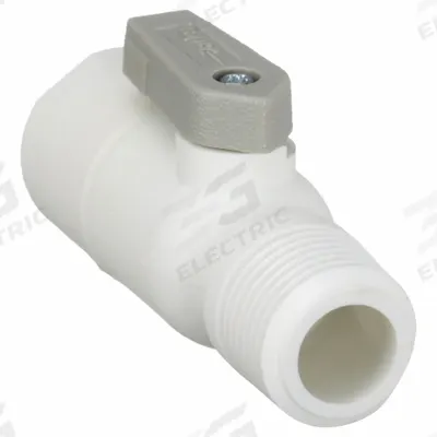 Parker Manual Two-Way Ball Valve: 1/2 in, Polypropylene, Straight, Push x MNPT - Polypropylene Ball Valves