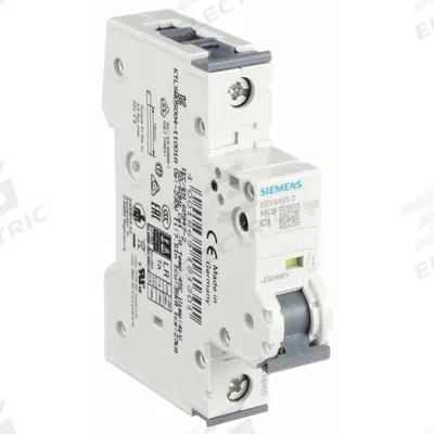 Siemens Supplementary Protector: 1 A Amps, 72V DC, 10kA at 230/400V AC, Screw Clamp - C-Curve, 1-Pole UL1077 DIN Rail-Mount Supplementary Protectors