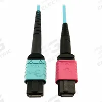 EATON TRIPP LITE Fiber Cable: (1) 24F MPO/PC Female (Aqua) x (1) 16F MPO/PC Female (Magenta), Plenum (MPN N846D-01M-24DAQ). Key specifications — Fire Rating: Plenum; Jacket Material: PVC; Number of Fibers: Duplex; Fiber Type: OM4; Polarity: Method B; Brand: EATON TRIPP LITE; End 1 Connection Gender: Female; End 1 Contact Type Finish: PC.