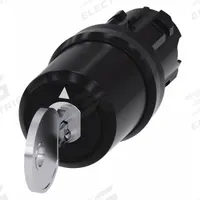 SIEMENS Keyed Selector Switch: 3 Position, 22 mm Panel Mounting Size, Series 3SU (MPN 3SU1000-5BL21-0AA0). Key specifications — Manufacturer Part Number: 3SU1000-5BL21-0AA0; Brand: SIEMENS; Switch Action: Maintained/Maintained/Maintained; Key Removal Position: Left.
