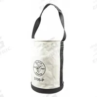 KLEIN TOOLS Bucket Bag: 14 in H, Off-White, Canvas, 2 Pockets, Open Top (MPN 5106P). Key specifications — attr1118525: KLEIN TOOLS; attr1125037: Off-White; attr1125041: Canvas; attr1203718: Yes.