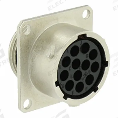 SOURIAU Electrical Connector: Trim Trio UTO 14, Square Flange Receptacle, 12 Contacts - Trim Trio UTO Harsh Environment Circular Connectors