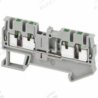 SCHNEIDER Terminal Block: DIN Rail Mounting Type, Push-In Wire Termination, 4 Wire Terminals, 20 A (MPN NSYTRP24). Key specifications — Brand: SCHNEIDER; For Minimum Wire Size: 24 AWG.