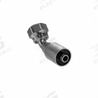 PARKER Hydraulic Crimp Fitting: Steel x Steel, 45° Elbow, -8 For Hose Dash Size, Female x Genderless (MPN 1J777-10-8). Key specifications — Fitting Gender: Female x Genderless; Fitting Connection Type: ORS x Crimp; For Hose Dash Size: -8; Thread Size: 0.511"-27; Brand: PARKER.