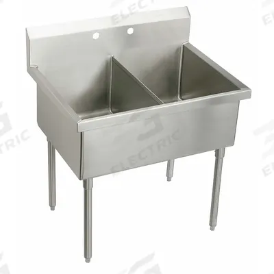 ELKAY Scullery Sink: 2 Bowls, 42 1/4 in Overall Ht, 59 1/4 in Overall Lg - Two-Bowl Freestanding Kitchen & Bar Sinks without Faucets