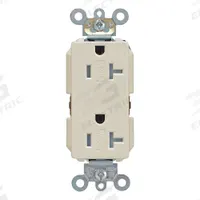 LEVITON Receptacle: Decorator Duplex, 5-20, Ivory, 125V AC, 20 A, 2 Pole / 3 Wire (MPN 16342-I)