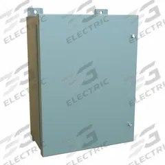 HAMMOND Enclosure: Steel, 16 in x 12 in x 7 in, NEMA 12, w/Panel, Solid Cover, Hinged (MPN 1418JB7). Key specifications — Brand: HAMMOND; Closure Method: Screws; Knockouts: Not Included.