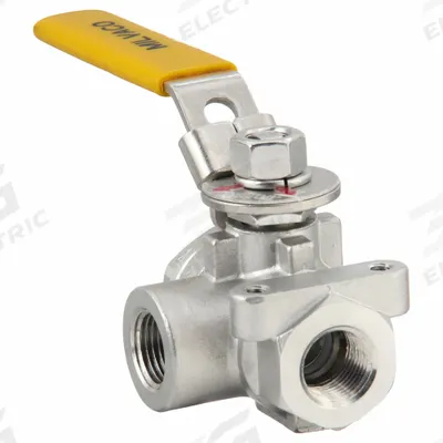 MILWAUKEE VALVE Manual Three-Way Ball Valve: 3/8 in, CF8M Stainless Steel, L Flow - L-Port Stainless Steel Ball Valves