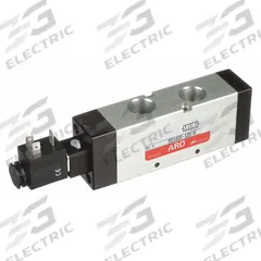 ARO Solenoid Air Control Valve: MaxAir, Four-Way / Two-Position, 120V AC, 1/2 in Female NPT (MPN M214SS-120-A). Key specifications — attr1092969: Non-Locking; attr1086920: M214SS-120-A; attr1092977: Spring Return.
