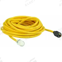 APPROVED VENDOR Extension Cord: Outdoor Use, 50 ft Lg, Outlet, L5-20P, 10/3, SJTOW, Yellow, 125V AC (MPN 4GAA2). Key specifications — Brand: APPROVED VENDOR; Temperature Rating: -58° to 194°F; NEMA Plug Configuration: L5-20P.
