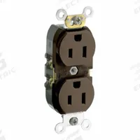 LEVITON Duplex Receptacle Outlet: Duplex, 5-15, Brown, 125V AC, 15 A, 2 Pole / 3 Wire (MPN CR015)
