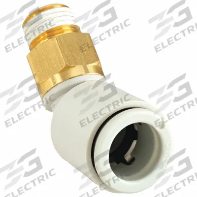SMC Push-Fit Elbow Fitting: 10 mm OD x 1/2 in OD Size, Push-to-Connect x BSPT - Polybutylene & Brass Tube Fittings