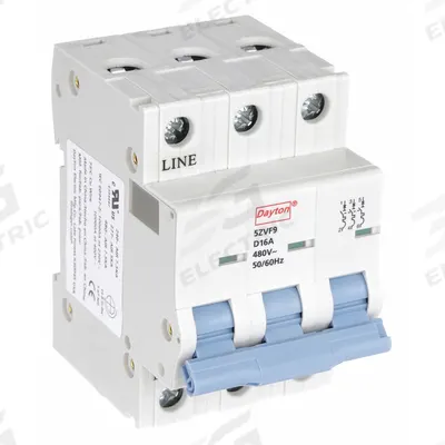 Dayton Supplementary Protector: 16 A Amps, 7.5kA at 480V AC, Screw Clamp, NDB2-63 - D-Curve, 3-Pole UL1077 DIN Rail-Mount Supplementary Protectors