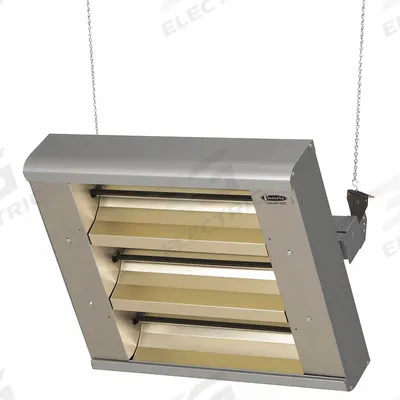 FOSTORIA Electric Infrared Heater: 4800W Watt Output, 240V AC, 1 or 3 Phase, Hardwired - Indoor/Outdoor Suspended Infrared Radiant Electric Ceiling Heaters