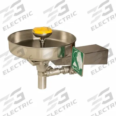 HAWS Plumbed Eyewash: Std, Wall Mnt, Eyes and Face Coverage, Covered, Stainless Steel Bowl - Wall-Mount Eyewash Stations