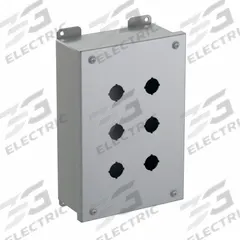 HAMMOND Push Button Enclosure: 22mm, 6 Holes, Carbon Steel, NEMA 12/13 (MPN 1435MH). Key specifications — Brand: HAMMOND; Environments & Applications: Oil-Tight and Dust-Tight.
