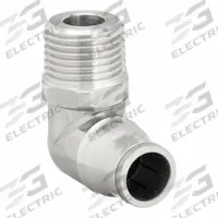 LEGRIS Push-Fit Elbow Fitting: 1/4 in Pipe x 12 mm OD Size, MNPT x Push-to-Connect, Stainless Steel (MPN 3889 12 14). Key specifications — Brand: LEGRIS; Thread Size A: 1/4".