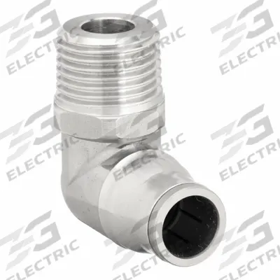 LEGRIS Push-Fit Elbow Fitting: 1/4 in Pipe x 12 mm OD Size, MNPT x Push-to-Connect - Stainless Steel Tube Fittings