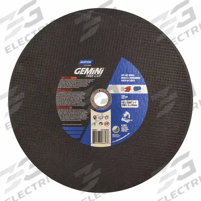 NORTON Abrasive Cut-Off Wheel: Type 1, 14" x 3/32" x 1", Aluminum Oxide, 36 Grit - General Purpose Cut-Off Wheels for Carbon & Stainless Steel
