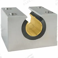 THOMSON Mounted Plain Linear Bearing: Single, 1 in Inside Dia, Polymer, PLBM, 0.331 in (MPN PLBM25OPN). Key specifications — Liner: Polymer; Material: Anodized Aluminum.