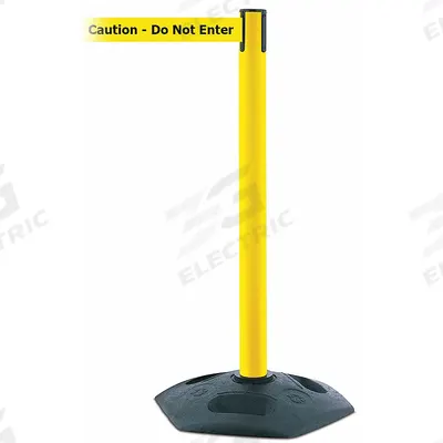 TENSABARRIER Barrier Post with Belt: Yellow, No Pattern, Caution Do Not Enter, 13 ft Belt Lg - Message Retractable Belt Post Barriers