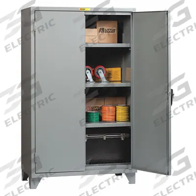 LITTLE GIANT Storage Cabinet: 48 in x 24 in x 78 in, Swing Handle & Keyed, 12 ga Panel Thick - Industrial Shelf Cabinets