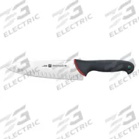 ZWILLING J.A. HENCKELS Knife: Hollow Edge, 8 in Overall Lg, Stainless Steel Blade, Black Handle (MPN 33111-201). Key specifications — Sub-brand: Kolor ID; Brand: ZWILLING J.A. HENCKELS; Blade Material: Stainless Steel; Blade Type: Hollow Edge; Handle Color: Black; Handle Material: Polypropylene; Knife Type: Chef's Knife; NSF Certified: Yes.