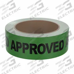 TAPECASE Packing Tape: 2 in Imperial Tape Wd, 55 yd Imperial Tape Lg, 1.9 mil Tape Thick, Approved (MPN 15C762). Key specifications — Product Type: Preprinted Messaging Packing Tape; Message: Approved; Brand: TAPECASE; Tape Series: 150SP.
