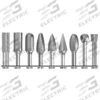 CLE-LINE Carbide Bur Set: 1/8" Shank, Double Cut, 1/4" Head Dia, 9 pc (MPN C17769). Key specifications — Trade Number: SF-51; Brand: CLE-LINE.