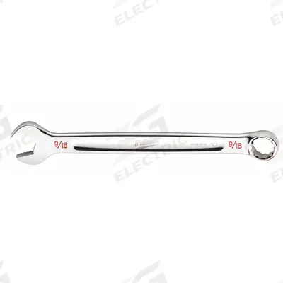 MILWAUKEE Combination Wrench: Chrome Vanadium Steel, Chrome, 9/16 in Head Size - SAE 12-Point Combination Wrenches