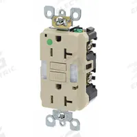 LEVITON GFI Receptacle: Hospital Grade Fed. Spec., Decorator Duplex, 5-20R, Ivory, GFCI, 125V AC (MPN GFNL2-HGI)