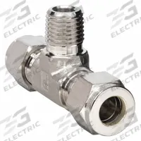 PARKER Compression Tee Fitting: 3/8 in OD x 3/8 in OD x 1/4 in Pipe Fitting Size, Stainless Steel (MPN 6MBT4N-316). Key specifications — Compatible Fitting Brands: Parker A-LOK; Brand: PARKER.