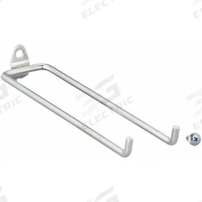 TRITON PRODUCTS Double Rod Pegboard Hook: 1/4 in_1/8 in Peg Hole, Screw-In, Surface, Silver - Hooks for Round-Hole Pegboard