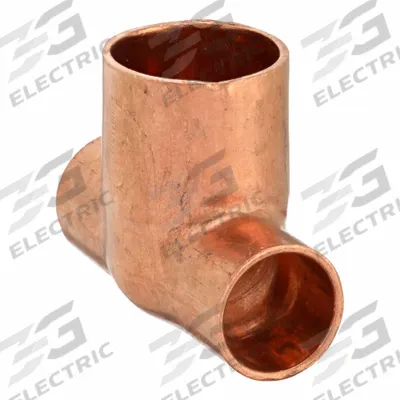 NIBCO Sweat Fitting Tee: 1/2 in CTS x 1/2 in CTS x 3/4 in CTS, Cup x Cup x Cup - Wrot Copper Tube Fittings