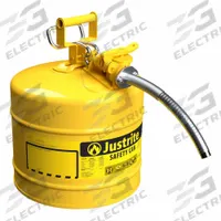 JUSTRITE TYPE II SAFETY CAN: For Use With Diesel, 5 gal Capacity, Includes 1 in OD Hose, Yellow (MPN 7250230). Key specifications — Brand: JUSTRITE.