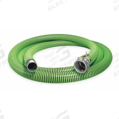CONTINENTAL Water Suction and Discharge Hose: 4 in Hose Inside Dia., 38 psi, Black/Green - Thermoplastic Rubber Water Suction & Discharge Hose Assemblies with Polyethylene Helix Reinforcement