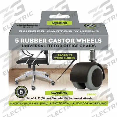 SLIPSTICK Stem Caster: 2 in Dia, CB680, 2 3/8 in Wheel Wd - Office Chair Casters