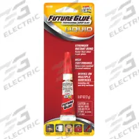 SUPER GLUE Instant Adhesive: Future Glue, Gen Purpose, 0.07 fl oz, Tube, Clear, Thin Liquid (MPN 15109). Key specifications — Series: Future Glue; Standards: MIL-A-46050C Type II Class 2; Primary Applications: General Purpose; Materials Bonded: Rubber; Brand: SUPER GLUE; Secondary Compatible Materials: Leather.