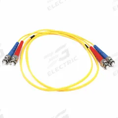 MONOPRICE Fiber Optic Patch Cord: Single Mode, 1 m Lg, ST End 1, ST End 2, Yellow, PVC (MPN 6845). Key specifications — Fire Rating: Riser; Jacket Material: PVC; Number of Fibers: Duplex; Brand: MONOPRICE; _Fiber Optic Cable Style: 9/125µ OS2.