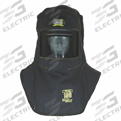 OBERON Arc Flash Hood: 4 PPE CAT, 100 cal/sq cm ATPV, ( 16.5 oz/sq yd ), Std, Black - Category 4 Hoods