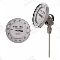 TEL-TRU Dial Thermometer: 150°F to 750°F, +/- 1% Accuracy, 24 in Stem Lg, Fahrenheit (MPN AA575R-2465). Key specifications — Temperature Units: Fahrenheit; Accuracy: +/- 1%; Brand: TEL-TRU.