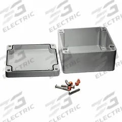 HAMMOND Enclosure: Die-Cast Aluminum, 6 in x 6 in x 4 in, NEMA 12/13/4/4X/6/6P, Screw On (MPN 1590Z160GY). Key specifications — Brand: HAMMOND; Closure Method: Screws; Knockouts: Not Included.