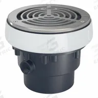 ZURN Floor Drain: 5 in Overall Dia, 6 in Grate Size, 4 in Nominal Pipe Size, Solvent Weld, PVC (MPN EZ-PV3-R6-SS). Key specifications — Color: Silver; Connection Type: Solvent Weld; Brand: ZURN; Includes: Stainless Mesh Screen.
