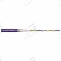 CHAINFLEX Bus Cable: (1) Pr 20 AWG (0.25), TPR, Order by the Foot, Profibus, Red (MPN CFBUS-LB-001). Key specifications — Conductor Grouping: (1) Pair 20 AWG; Minimum Bend Radius Factor - Fixed: 4 x OD; Minimum Bend Radius Factor - Flexible: 6 x OD; Shielding: Shielded; Brand: CHAINFLEX.